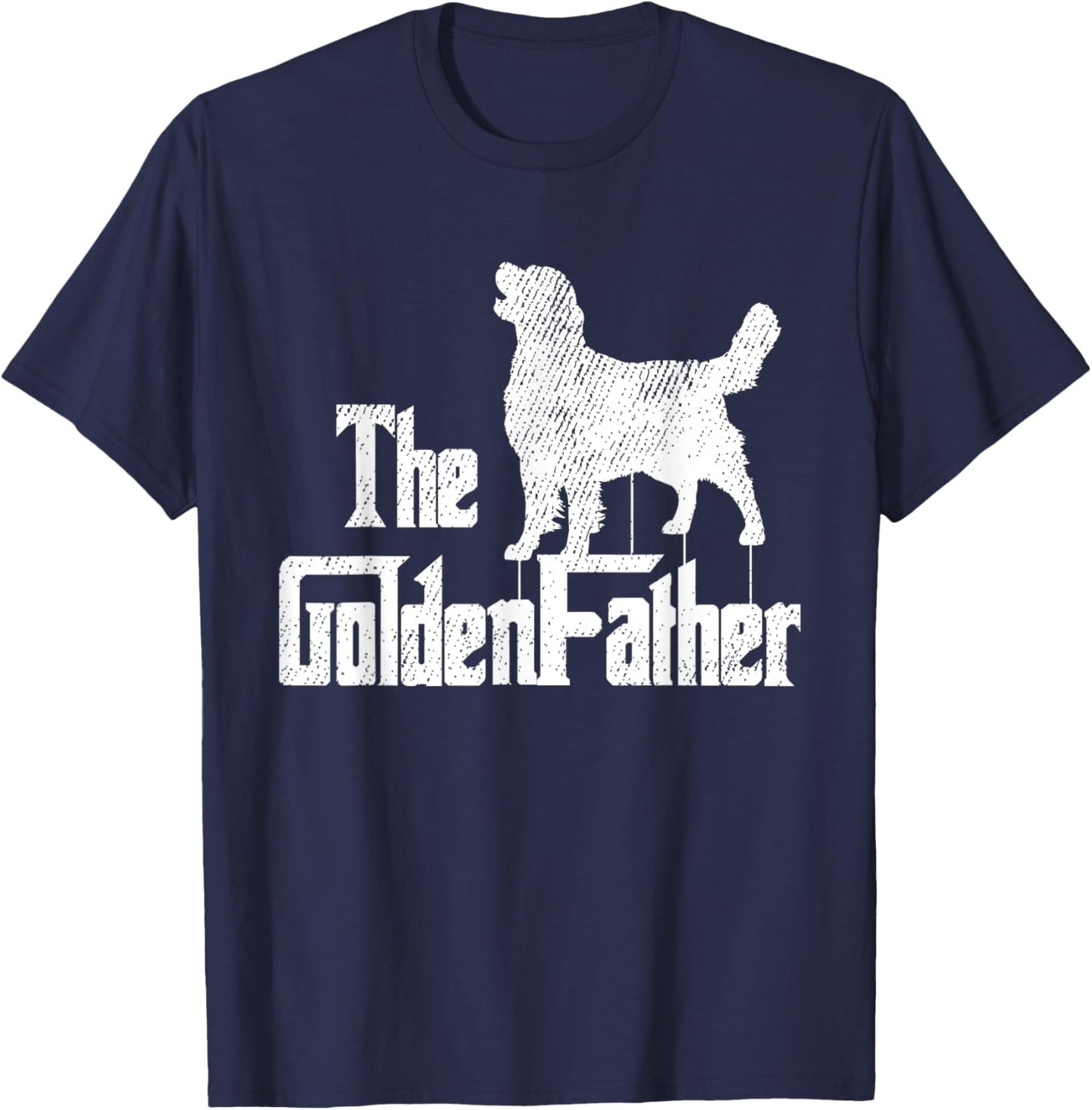 Golden Retriever Dog Fathers Day Funny Doggie Puppy Daddy T-Shirt - T-Shirt | Navy