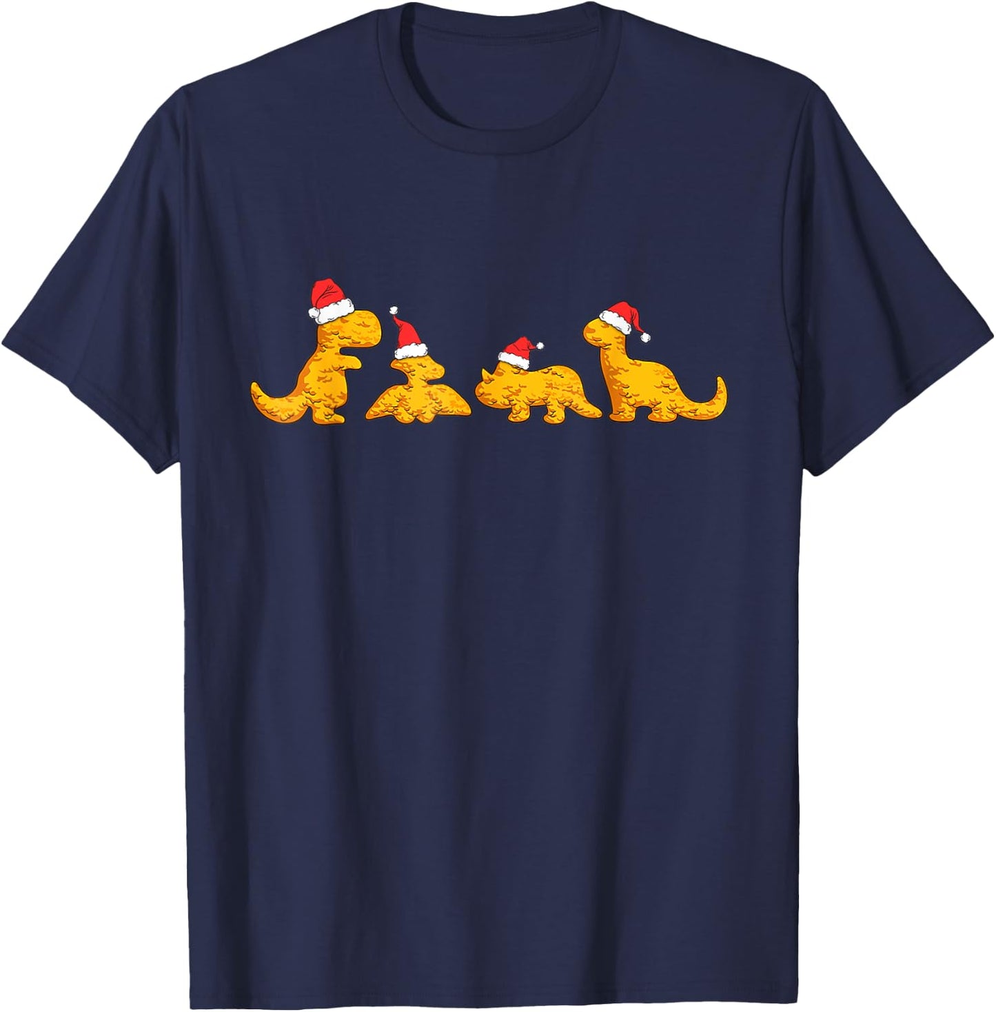 Dino Chicken Nuggets Funny Dinosaur Shape Nuggets Christmas T-Shirt - T-Shirt | Navy