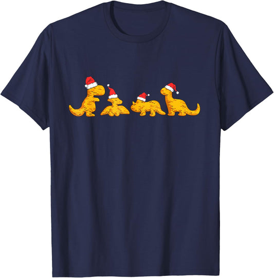 Dino Chicken Nuggets Funny Dinosaur Shape Nuggets Christmas T-Shirt - T-Shirt | Navy