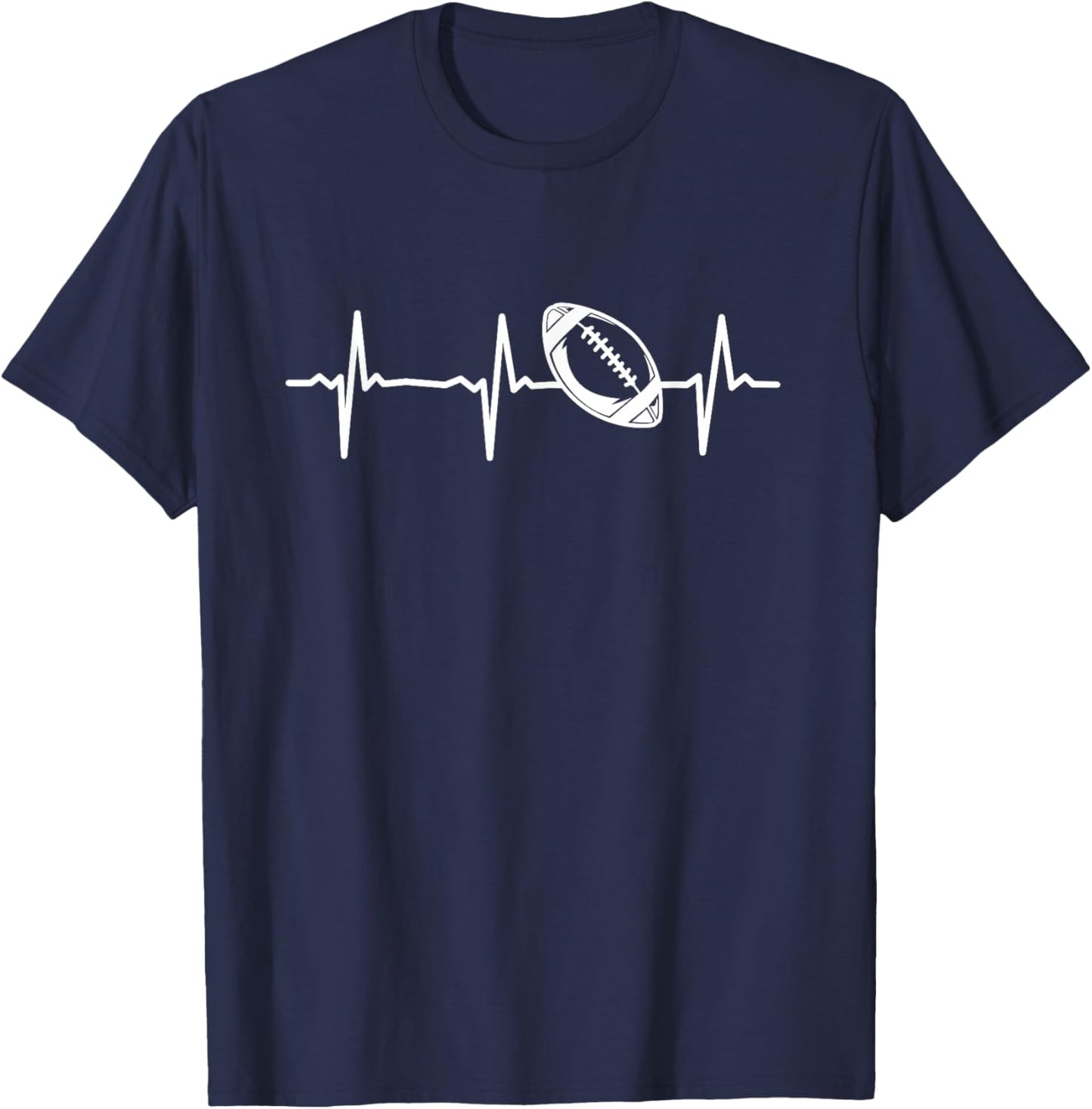 Football Heartbeat Football Player American Football T-Shirt - T-Shirt | Navy