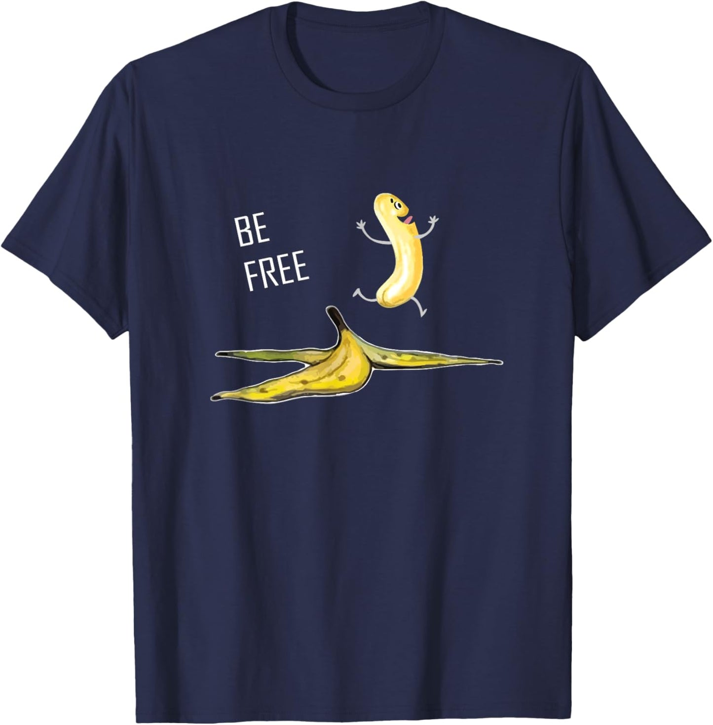 Be Free Banana Nudist Funny Nudist Funny Banana T-Shirt - T-Shirt | Navy