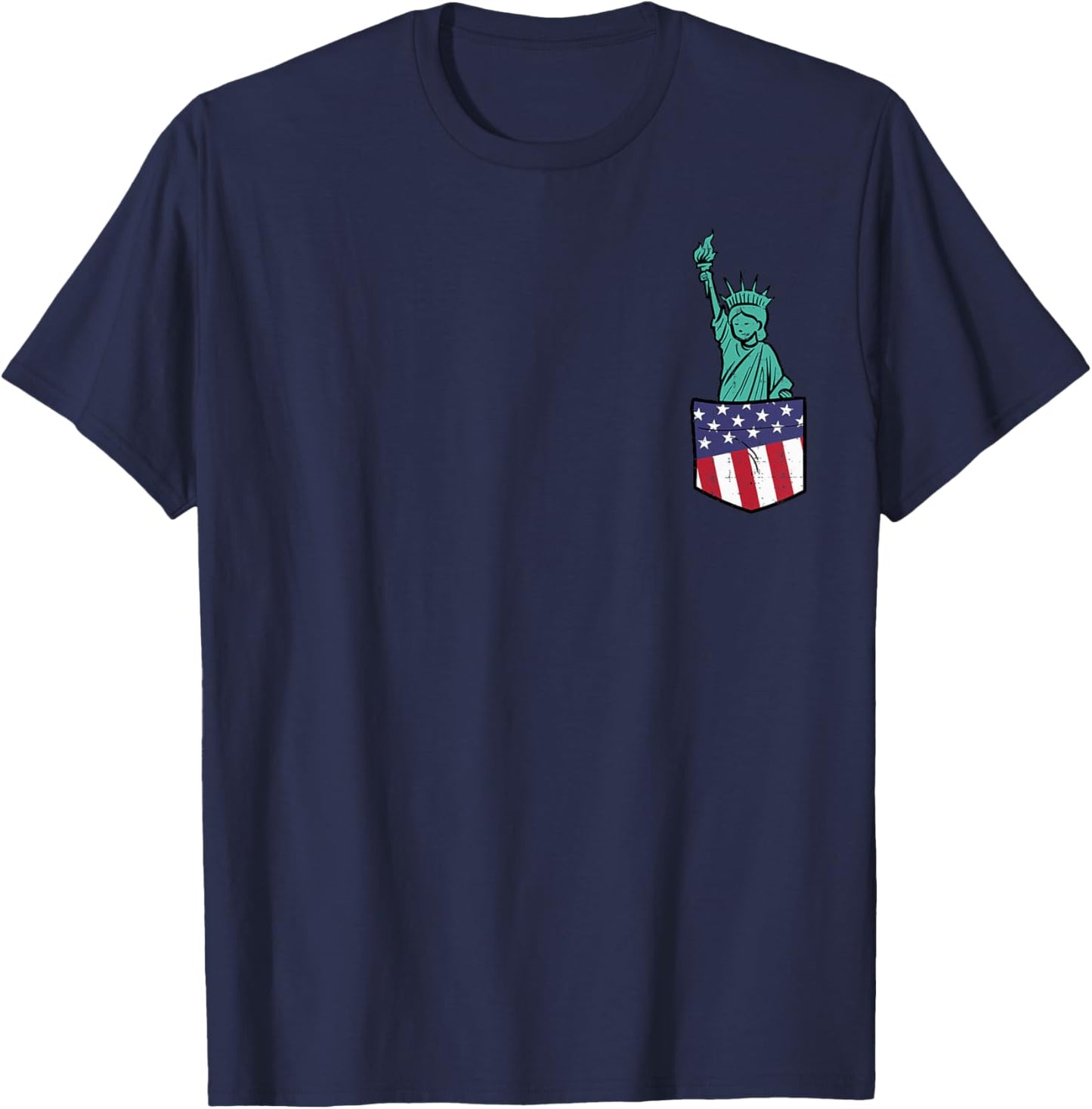 Statue Of Liberty Pocket Fourth 4th Fourth Of July Patriot T-Shirt - T-Shirt | Navy