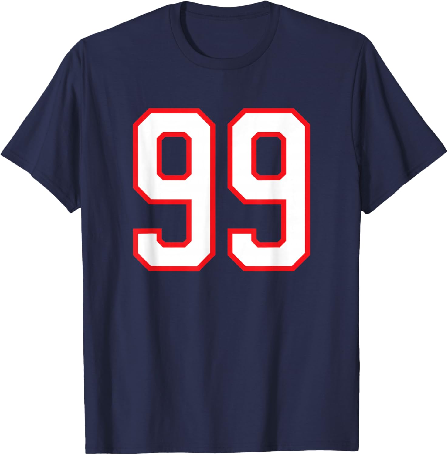 White Red Sports Team Number #99 T-Shirt - T-Shirt | Navy