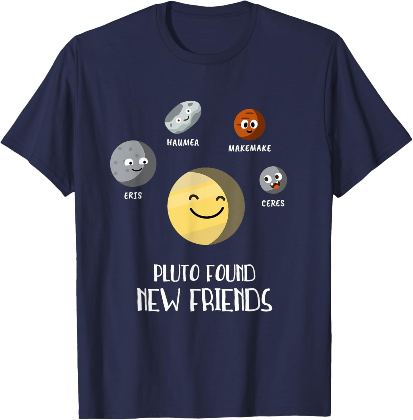 Pluto Dwarf Planet Friends Planets Space Funny Children T-Shirt - T-Shirt | Navy