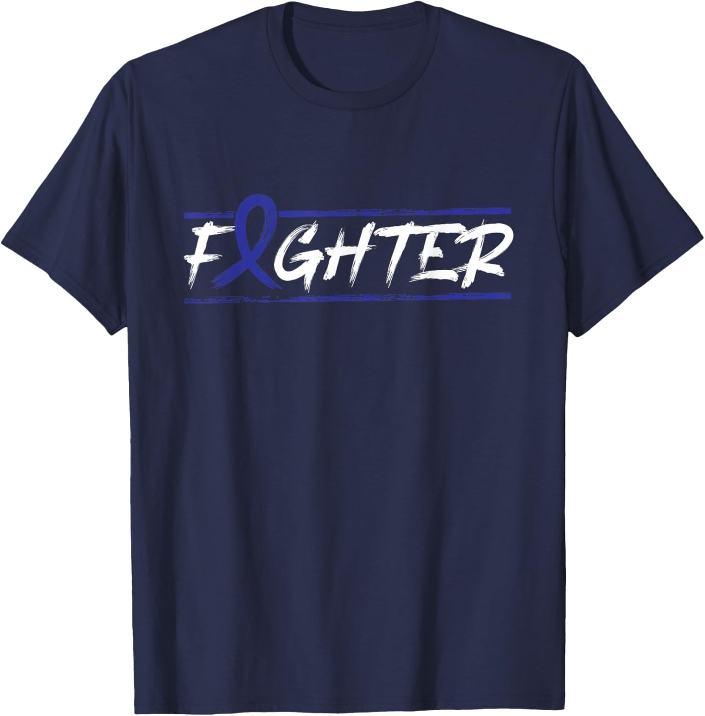 Rectal Cancer Fighter T Shirt - Blue Ribbon Awareness T-Shirt - T-Shirt | Navy