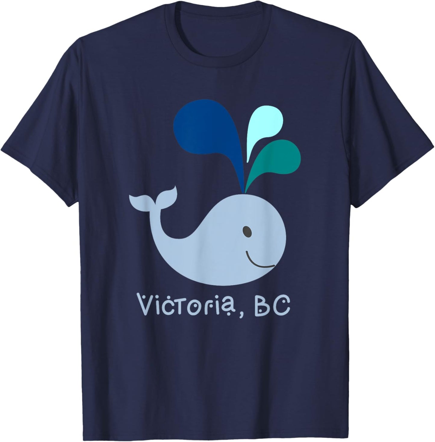 Victoria BC Canada Cute Whale Lover Cartoon T-Shirt - T-Shirt | Navy
