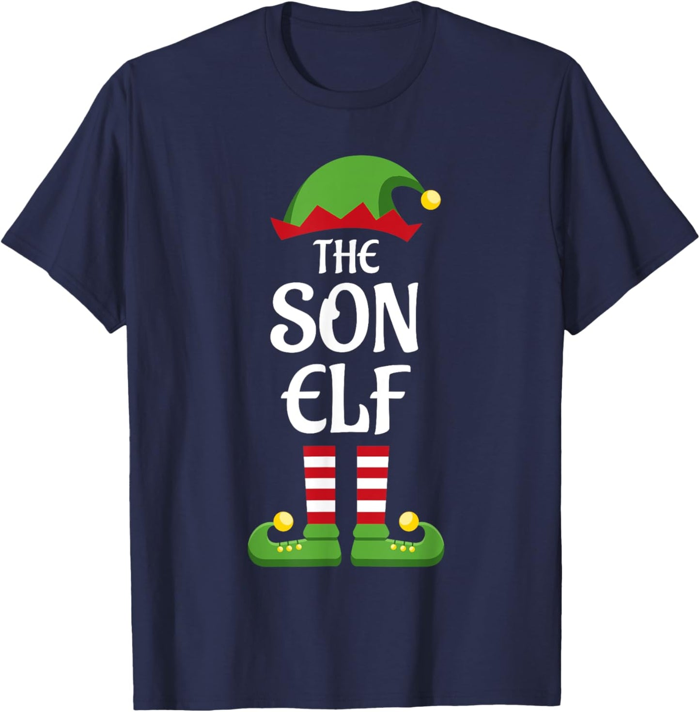 Son Elf Family Matching Group Christmas T-Shirt - T-Shirt | Navy