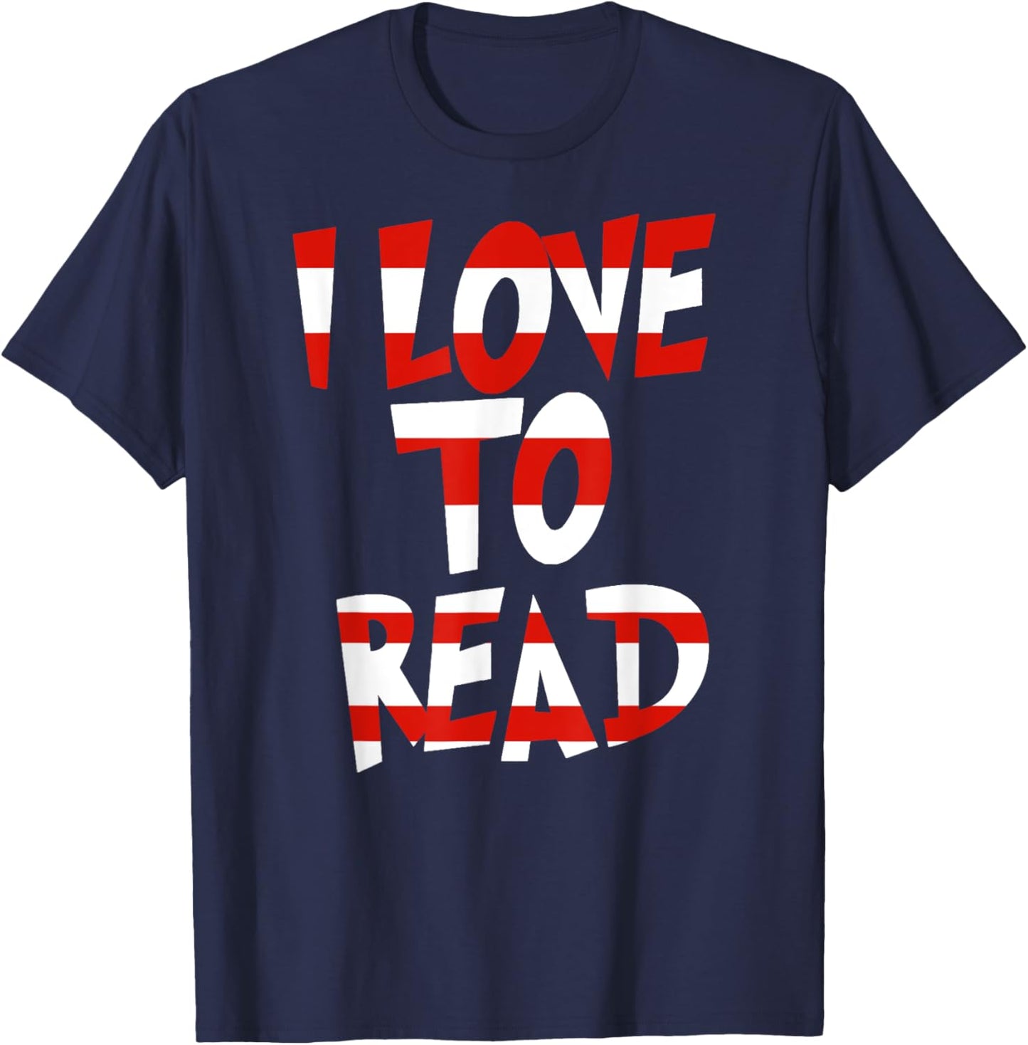 I Love To Read Dr Teacher Student Red And White Stripe Hat T-Shirt - T-Shirt | Navy