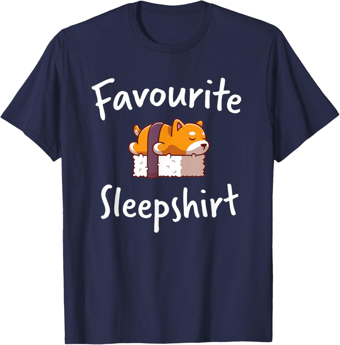 Dog Sushi Shiba Inu Sleeping Sleep Pajama Pyjama Nightgown Men Women Kids T-Shirt - T-Shirt | Navy