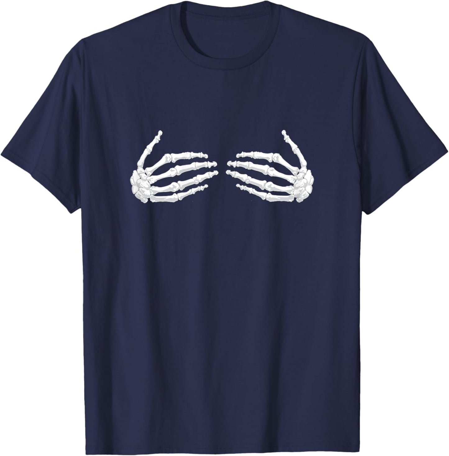 Halloween skeleton hands chest holder gift creepy T-Shirt - T-Shirt | Navy