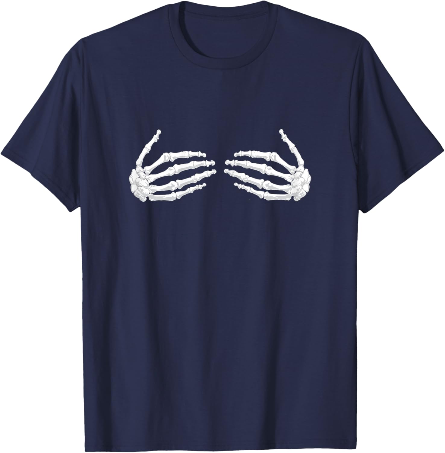 Halloween skeleton hands chest holder gift creepy T-Shirt - T-Shirt | Navy