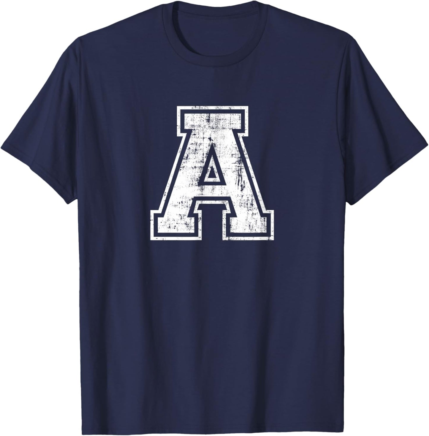 Letter A Uppercase Alphabet Initial School College Varsity T-Shirt - T-Shirt | Navy