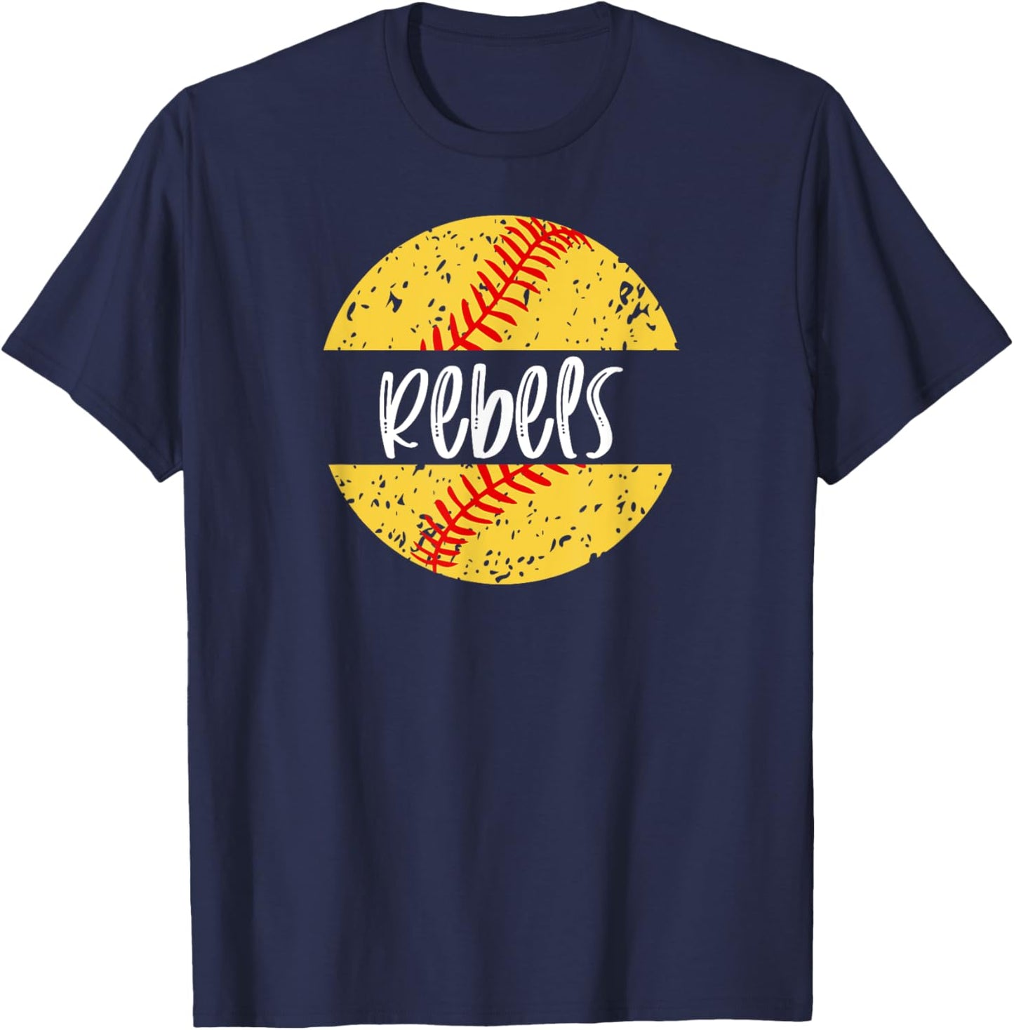 Rebels Softball Team Mascot School Spirit Game Day T-Shirt - T-Shirt | Navy