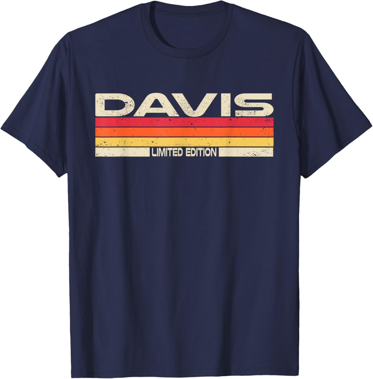 Davis Surname Birthday Family Reunion 80s 90s Sunset T-Shirt - T-Shirt | Navy