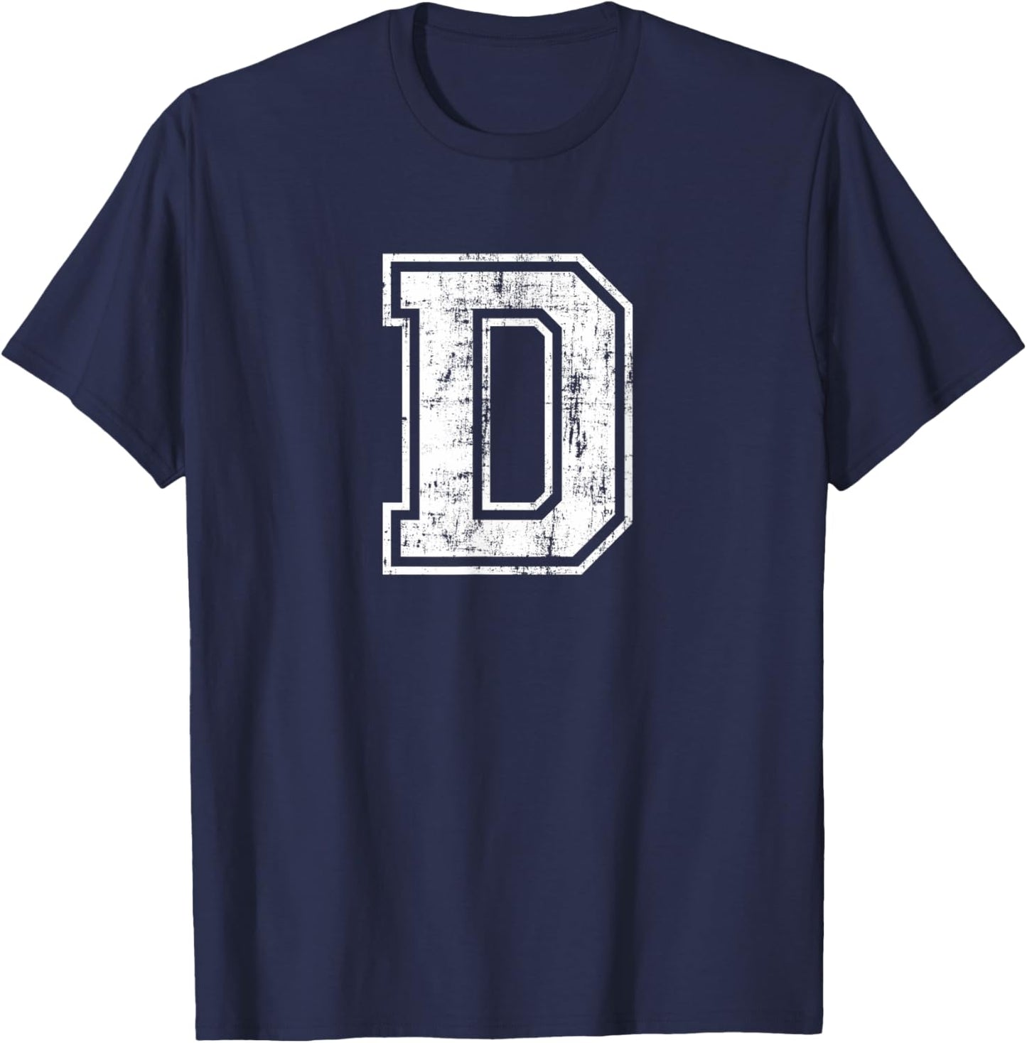 Letter D Uppercase Alphabet Initial School College Varsity T-Shirt - T-Shirt | Navy