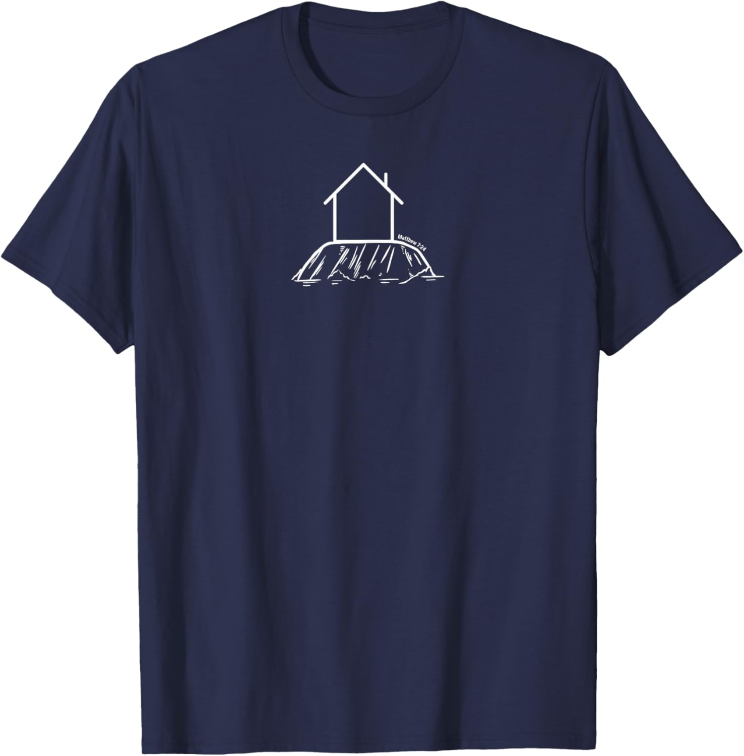 Matthew 7:24 House On Rock Christian Family Bible Verse Gift T-Shirt - T-Shirt | Navy