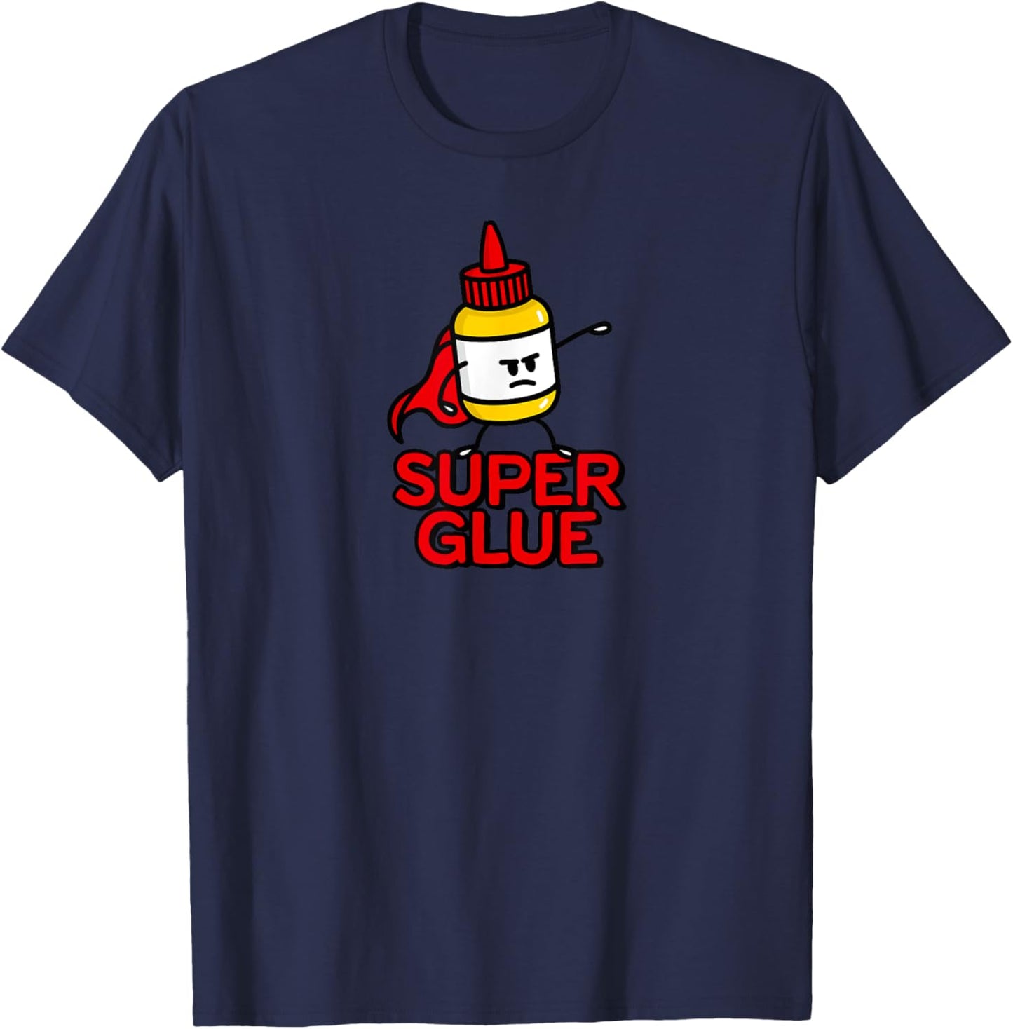 Funny Super Glue Pun Halloween Costume Super Hero Cartoon T-Shirt - T-Shirt | Navy