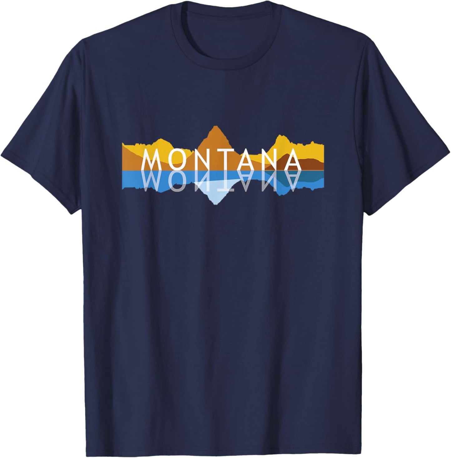 Montana Mountain Reflections - Mount Grinnell Souvenir T-Shirt - T-Shirt | Navy