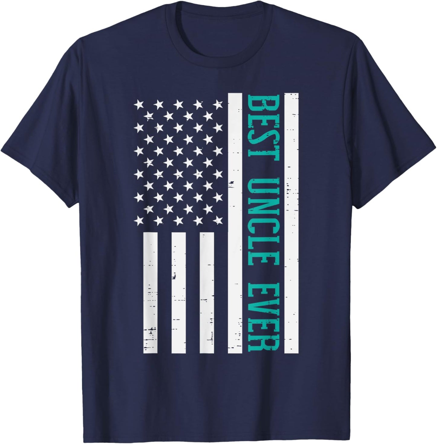 Best Uncle Ever US Flag Vintage Fathers Day Patriotic Men T-Shirt - T-Shirt | Navy