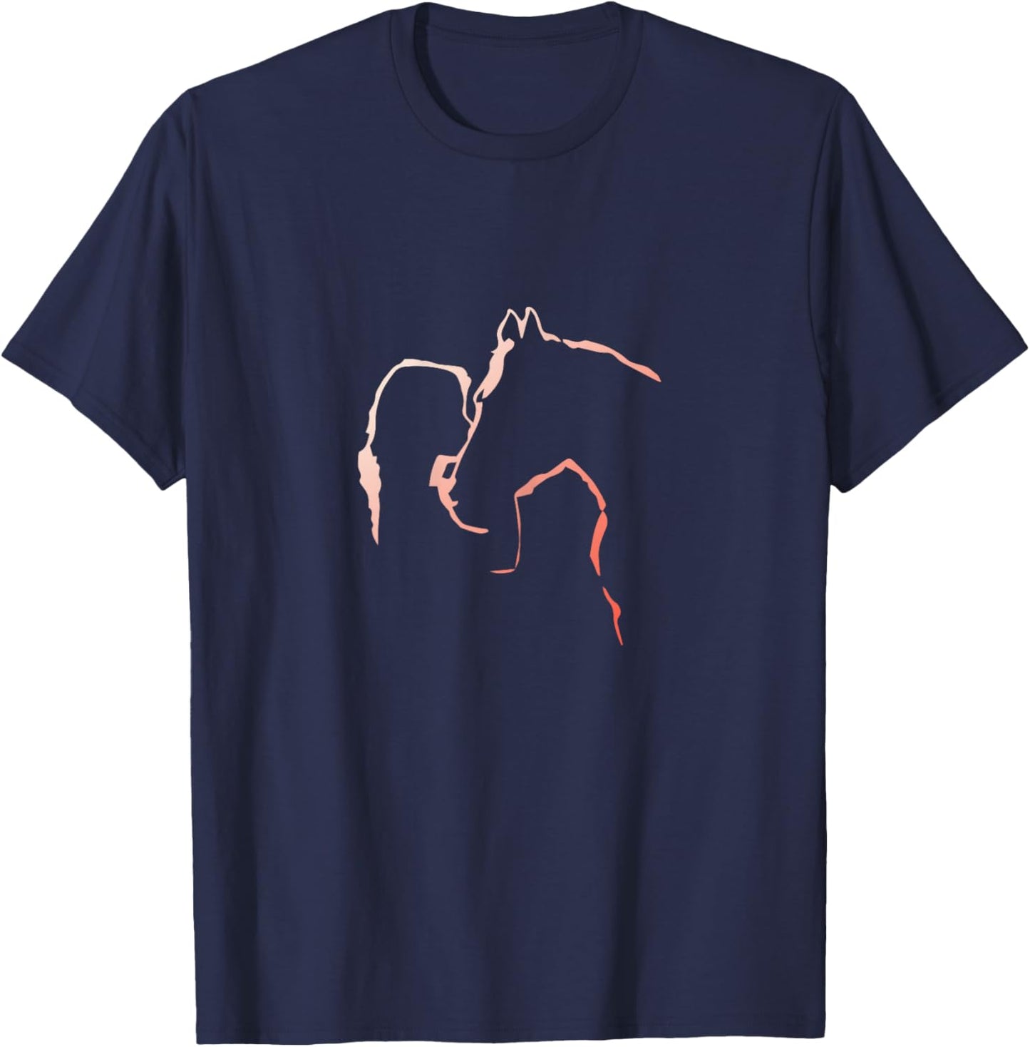 Horse Kiss Horse Motif Girl Kisses Horse Silhouette Horse T-Shirt - T-Shirt | Navy