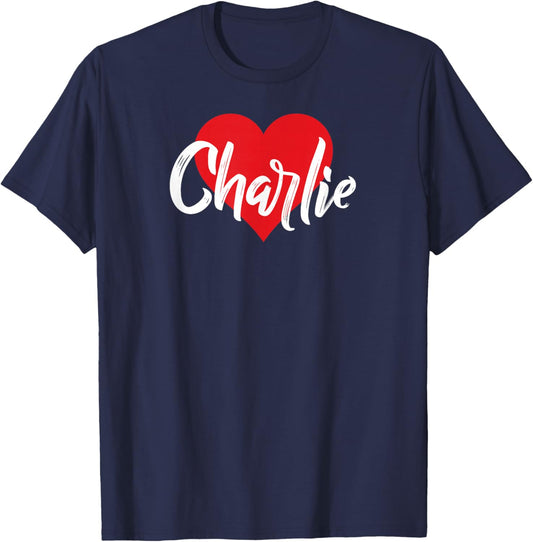 I Love Charlie First Name I Heart Named T-Shirt - T-Shirt | Navy