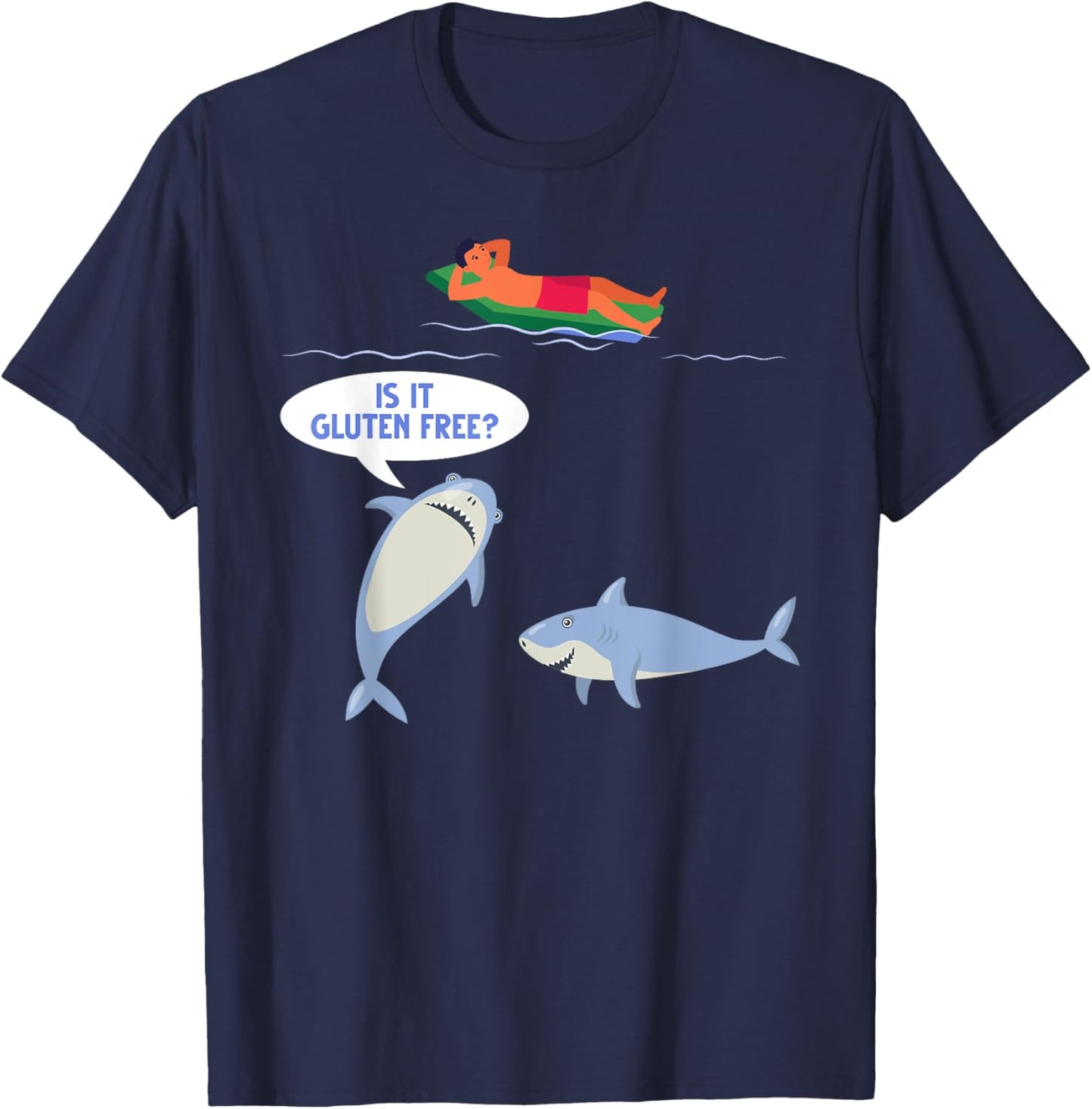 Funny Celiac Disease Wheat Free Shark Animal Gluten Free T-Shirt - T-Shirt | Navy