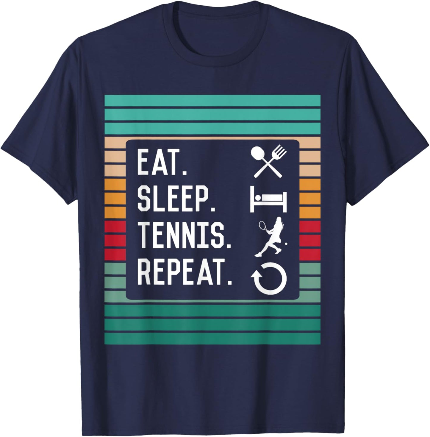 Eat Sleep Tennis Repeat T-Shirt - T-Shirt | Navy