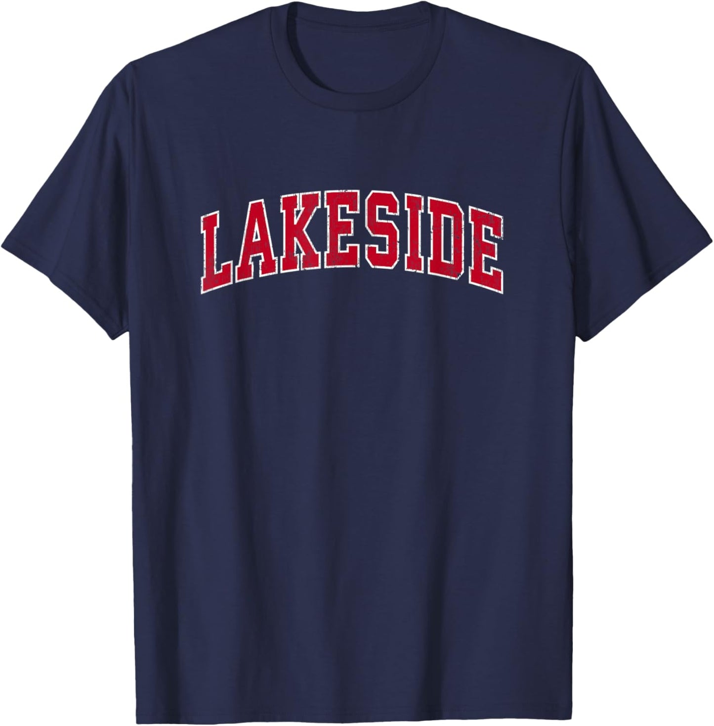 Lakeside Montana MT Vintage Sports Design Red Design T-Shirt - T-Shirt | Navy