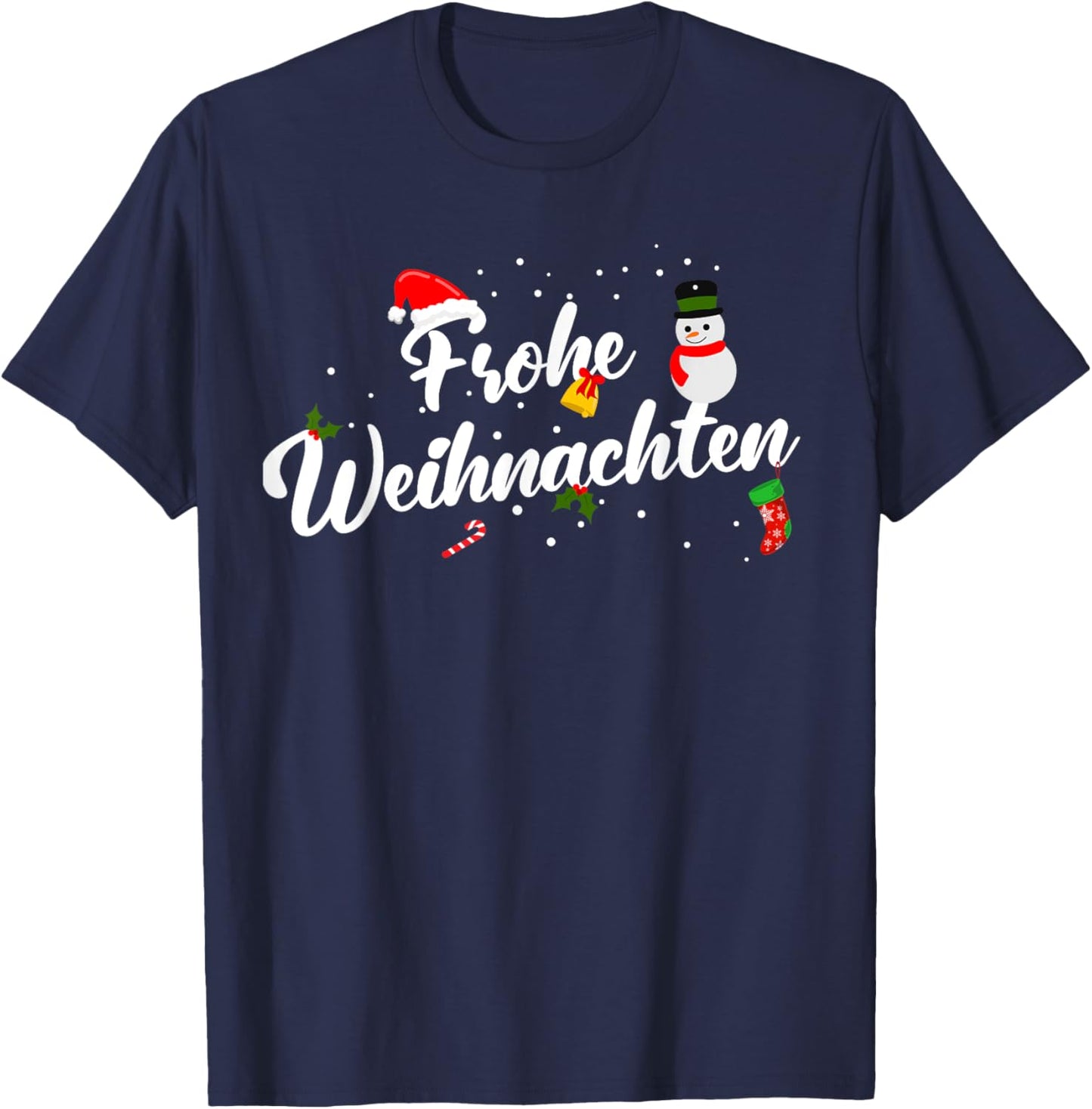Christmas German Apparel -Adults, -Kids Black Cotton 60%, Polyester 40% Modern Letter Print T-Shirt - T-Shirt | Navy