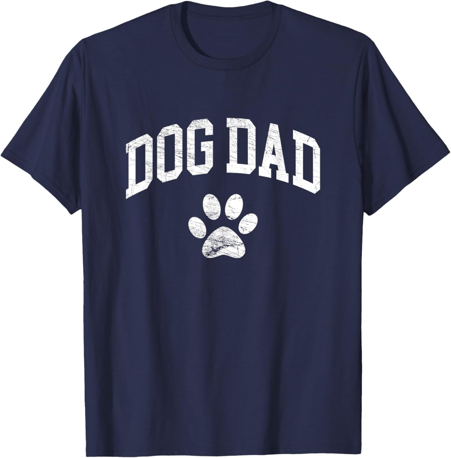 Dog Dad - Distressed Design Style - Funny Dog Paw - Classic T-Shirt - T-Shirt | Navy