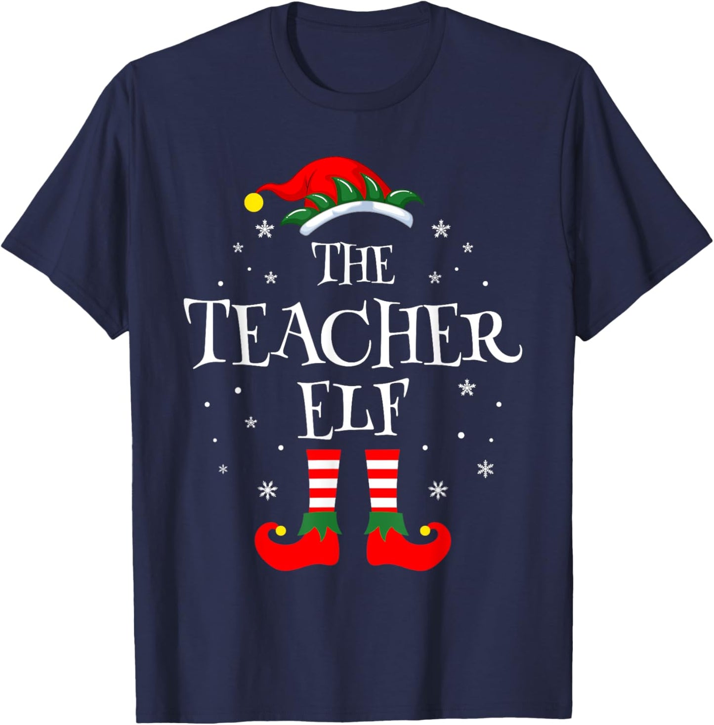 The Teacher Elf Christmas Family Matching Group Xmas Funny T-Shirt - T-Shirt | Navy
