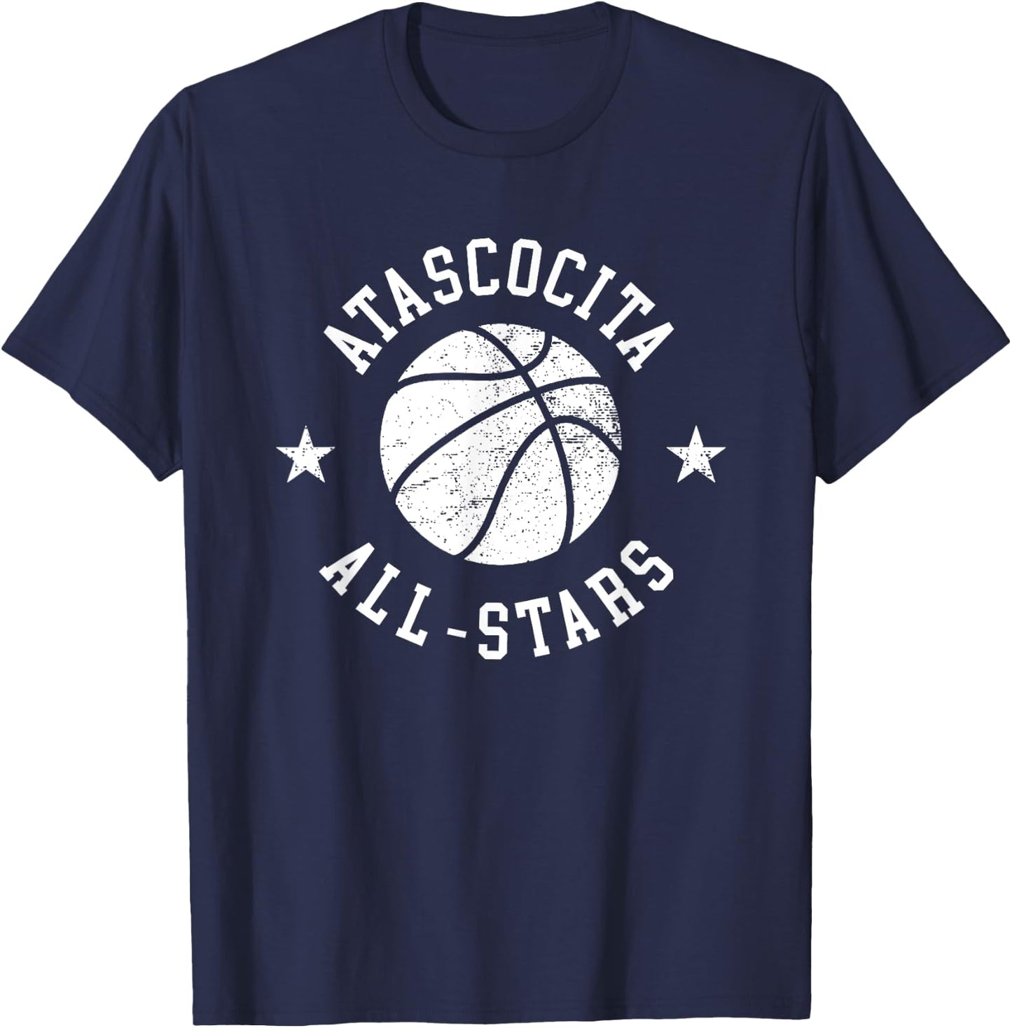 Atascocita Vintage All-Stars Retro 80s Basketball T-Shirt - T-Shirt | Navy
