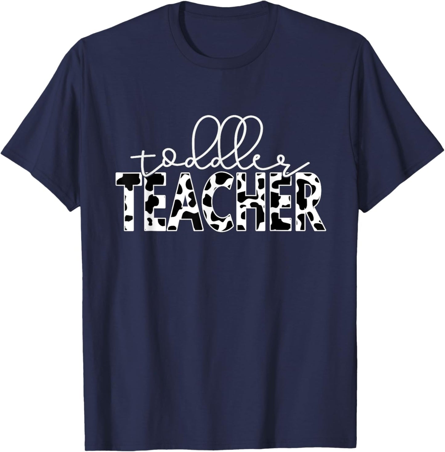 Cow Print for Daycare Preschool Infant and Toddler Teachers Women T-Shirt - T-Shirt | Navy