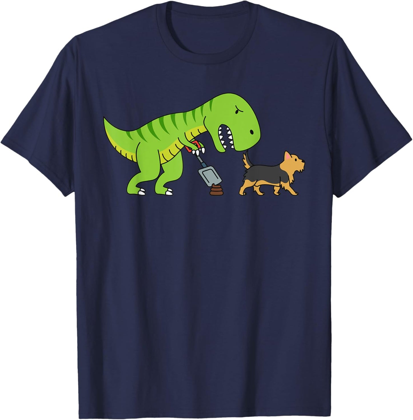 T-Rex Dinosaur Poop Yorkshire Terrier Dog T-Shirt - T-Shirt | Navy