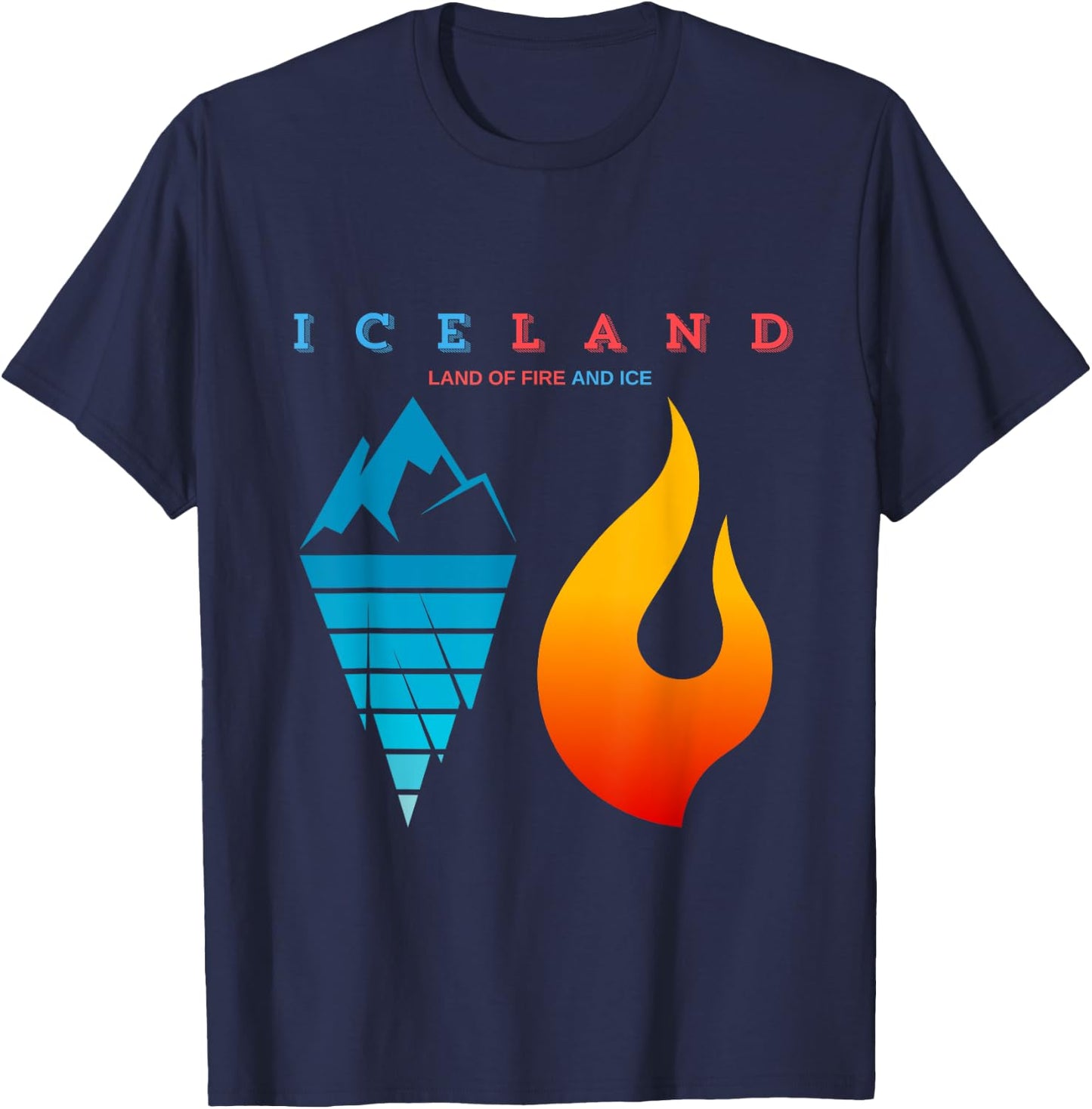 LAND OF FIRE & ICE Iceland T-Shirt - T-Shirt | Navy