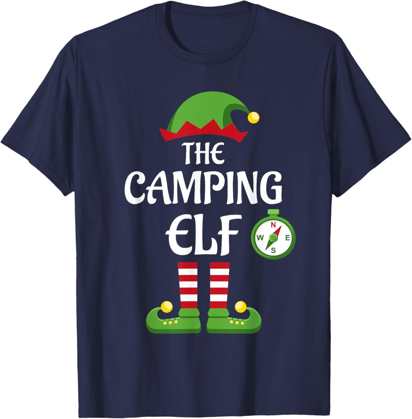 Camping Elf Family Matching Group Christmas T-Shirt - T-Shirt | Navy