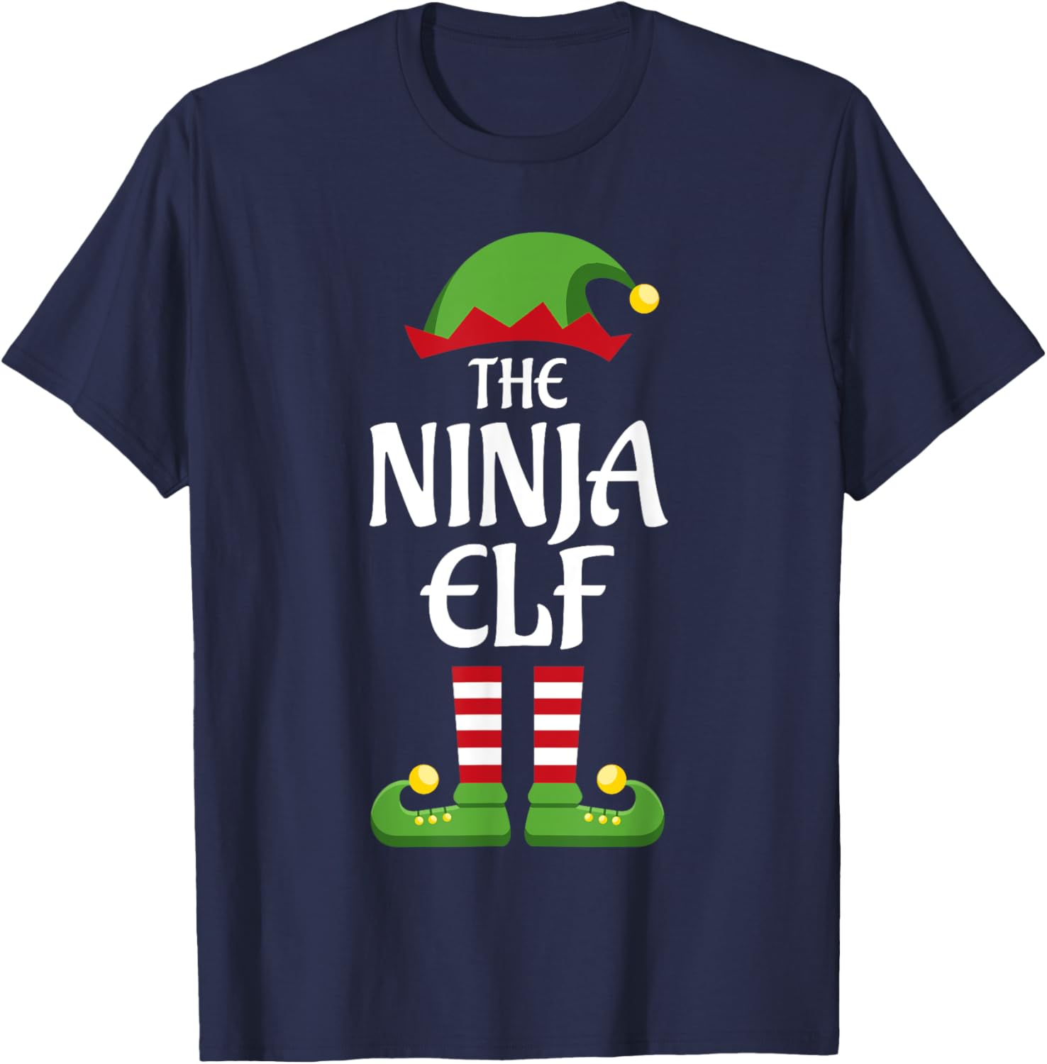 Ninja Elf Family Matching Group Christmas Outfit T-Shirt - T-Shirt | Navy