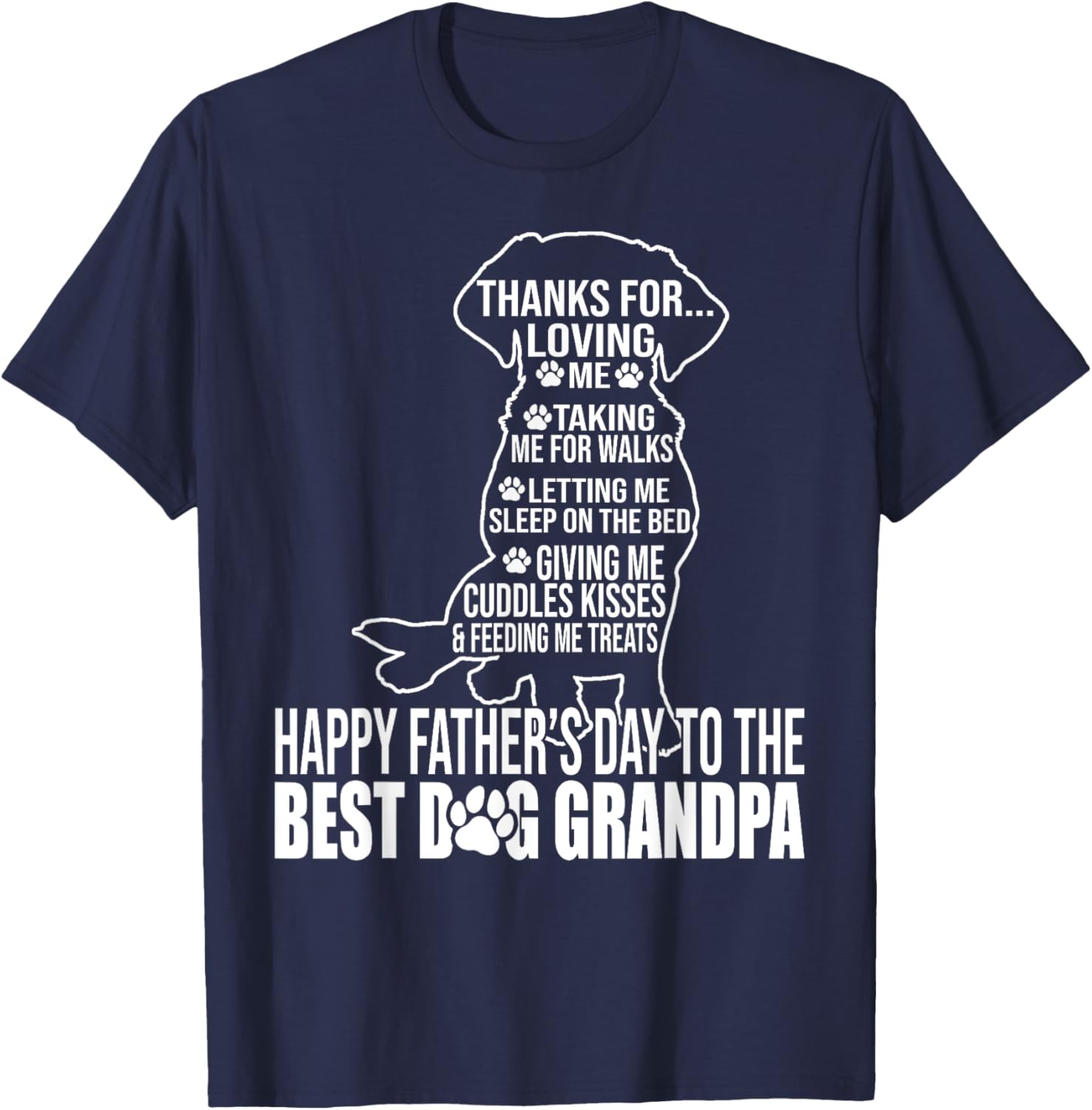 Happy Father's Day To The Best Dog Grandpa Proud Grandpa T-Shirt - T-Shirt | Navy