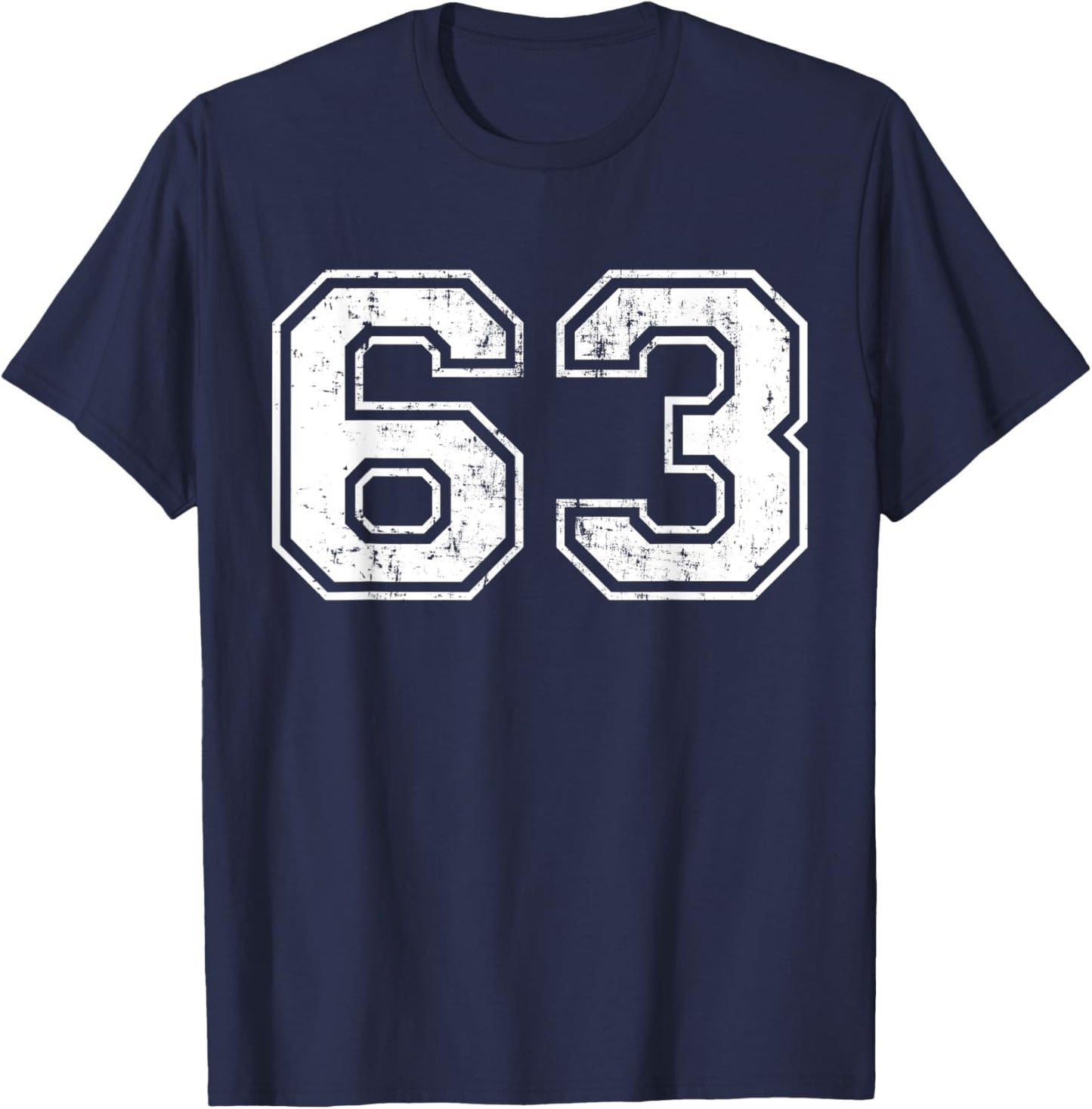 Number 63 Distressed Vintage Sixty Three Sport Team Practice T-Shirt - T-Shirt | Navy