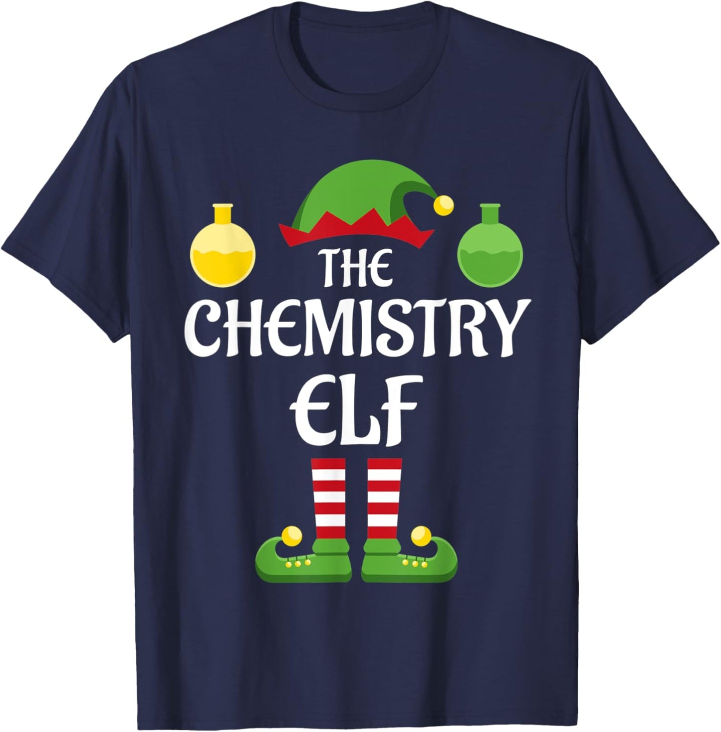 Chemistry Elf Family Matching Group Christmas Science T-Shirt - T-Shirt | Navy