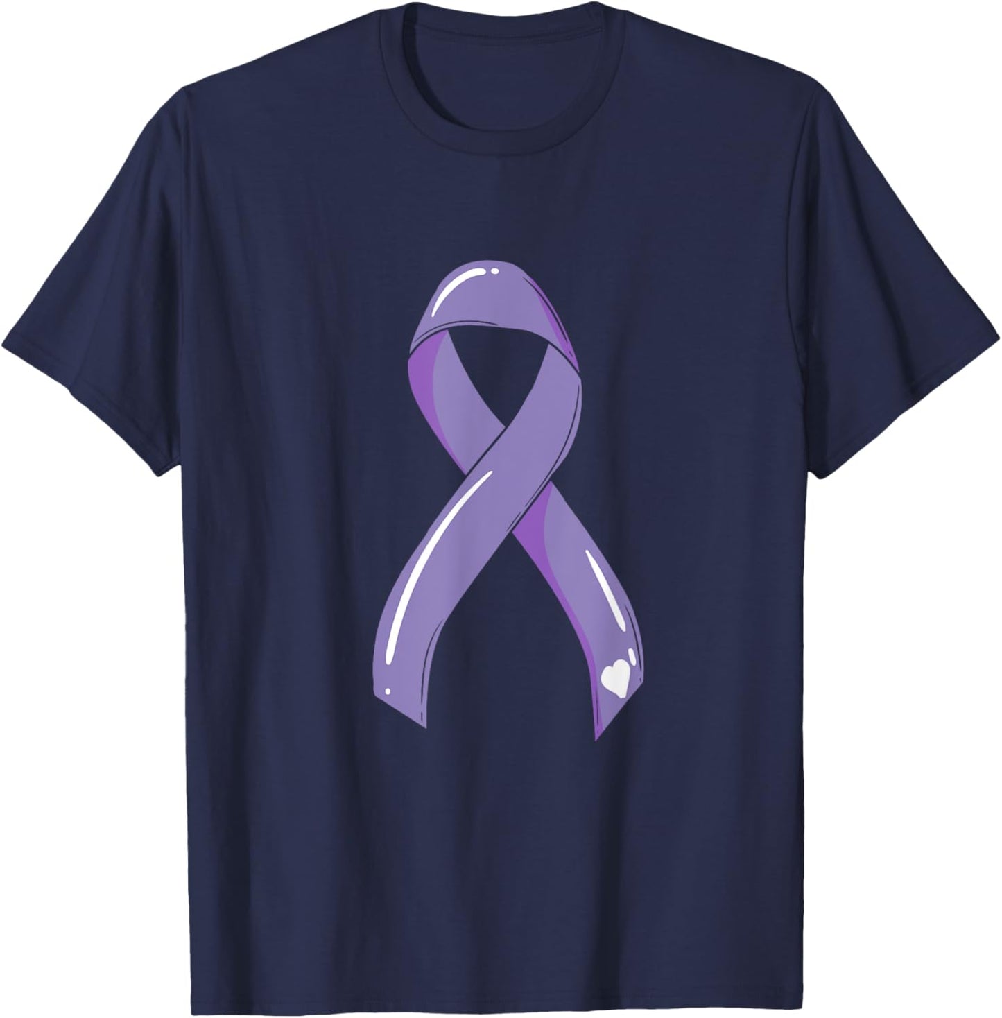 Cancer Awareness Ribbon Lavender Cancer Survivor Fight Chemo T-Shirt - T-Shirt | Navy