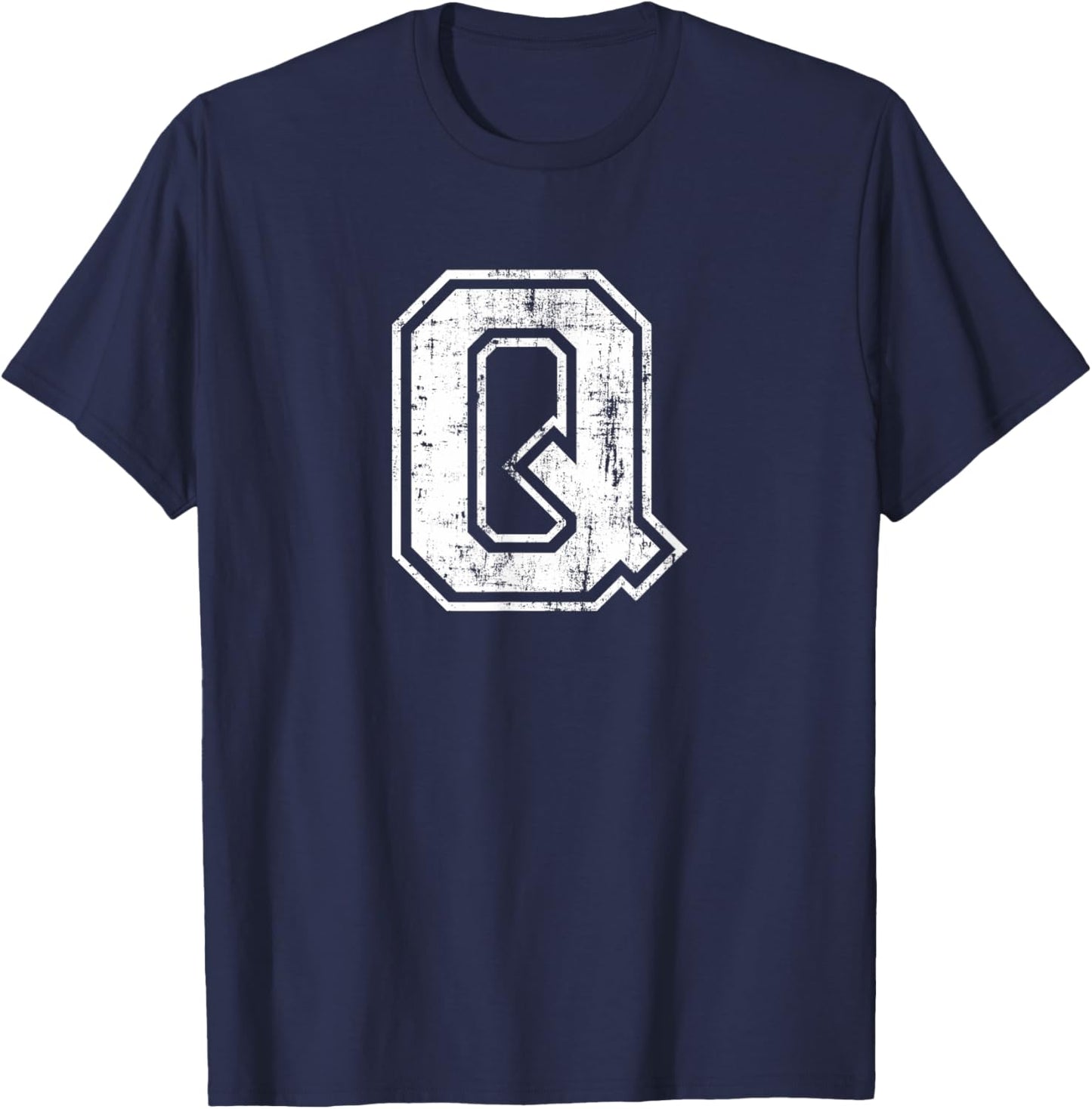 Letter Q Uppercase Alphabet Initial School College Varsity T-Shirt - T-Shirt | Navy