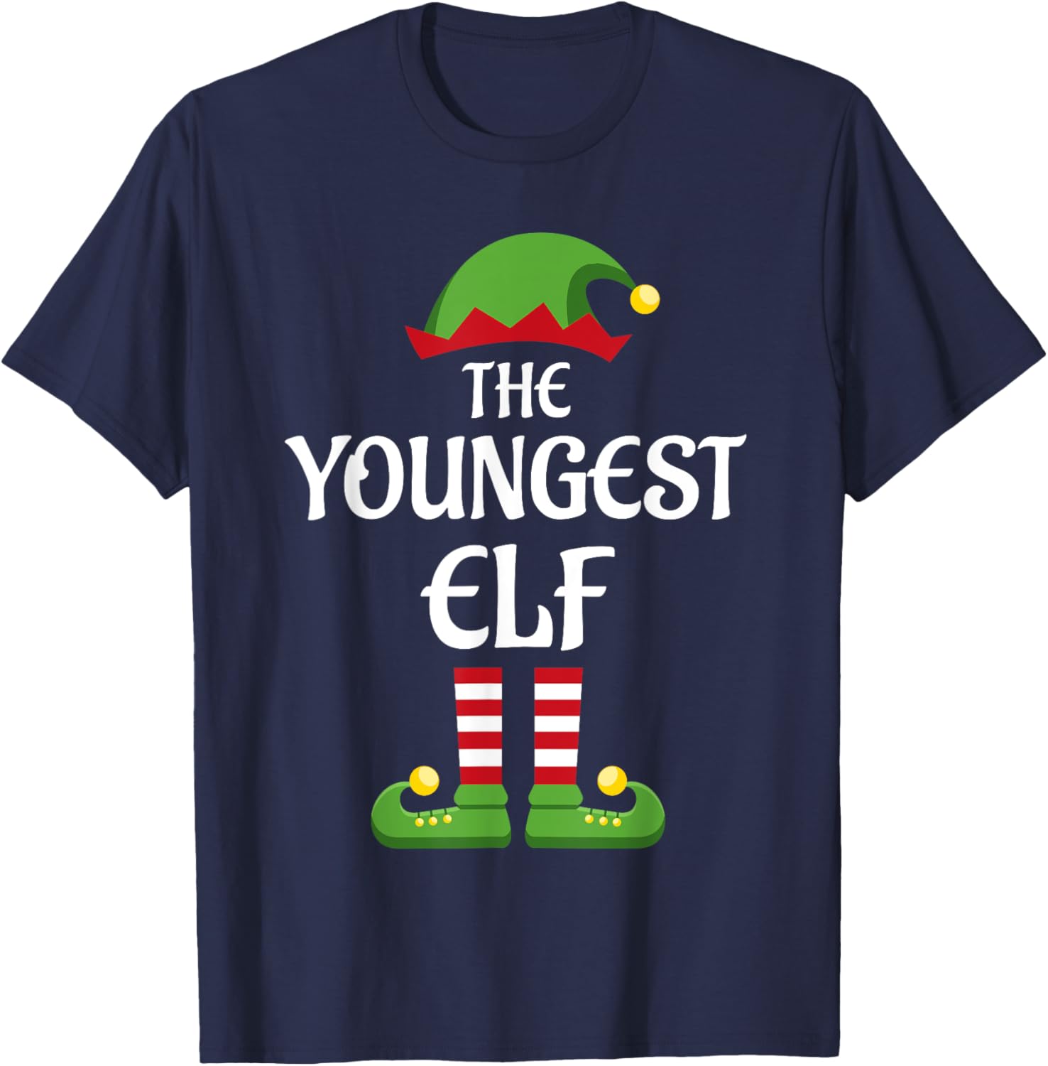 Youngest Elf Family Matching Group Christmas T-Shirt - T-Shirt | Navy