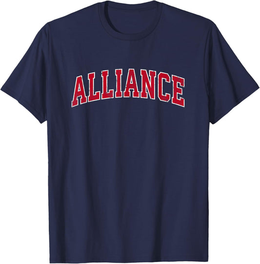 Alliance Nebraska NE Vintage Sports Design Red Design T-Shirt - T-Shirt | Navy