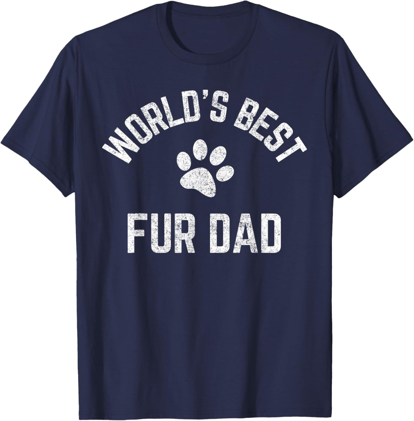 Best Fur Dad Ever Vintage Retro Dog and Cat Daddy T-Shirt - T-Shirt | Navy