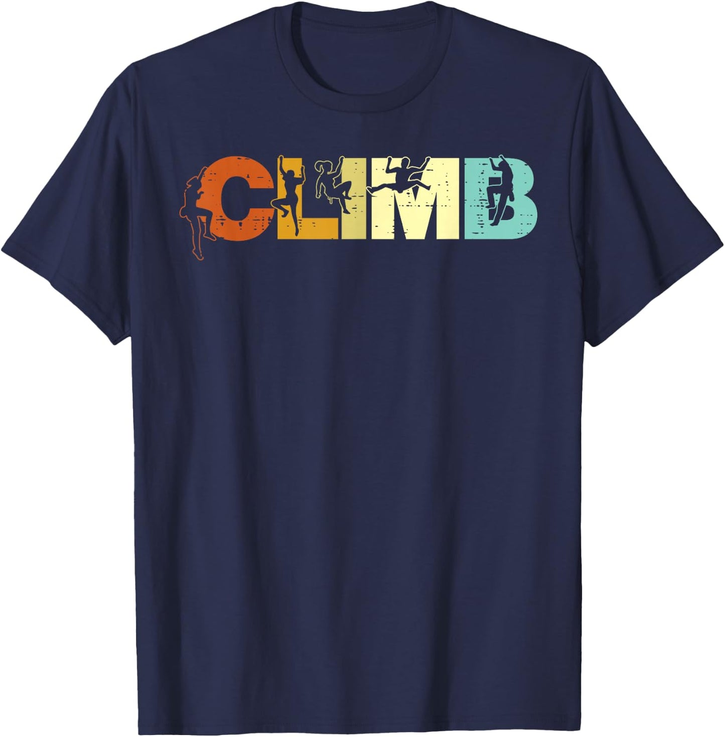 Climbing Climb Letters Retro Rock Climber Women Girls Kids T-Shirt - T-Shirt | Navy