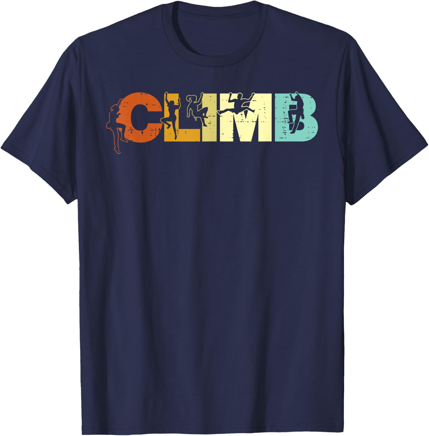 Climbing Climb Letters Retro Rock Climber Women Girls Kids T-Shirt - T-Shirt | Navy