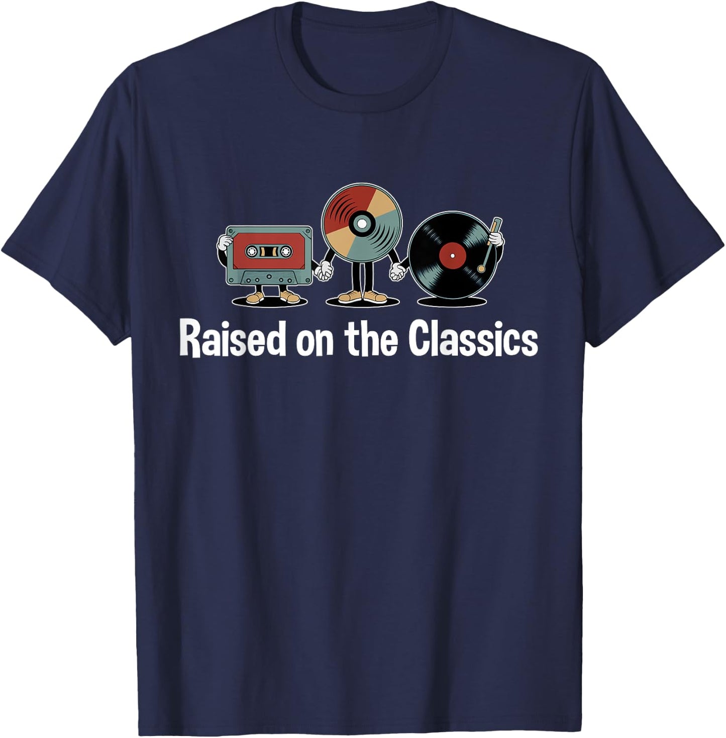 Raised on the Classics – Nostalgic VHS, DVD, 4k Bluray Disc T-Shirt - T-Shirt | Navy