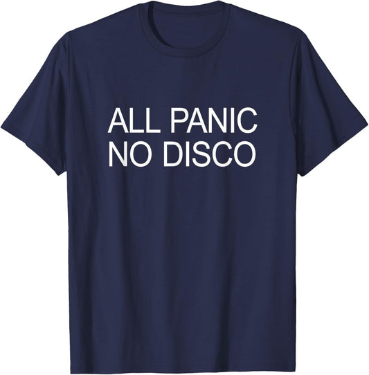 All Panic No Disco - Black, Navy Modern Disco T-Shirt - T-Shirt | Navy