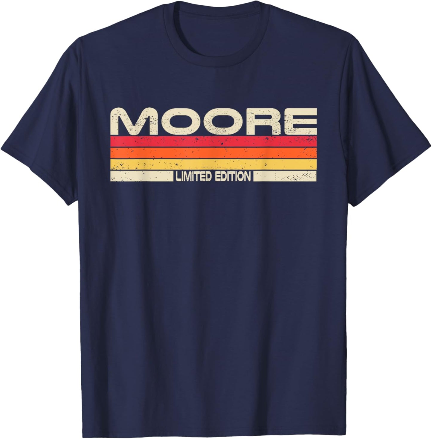 Moore Surname Birthday Family Reunion 80s 90s Sunset T-Shirt - T-Shirt | Navy